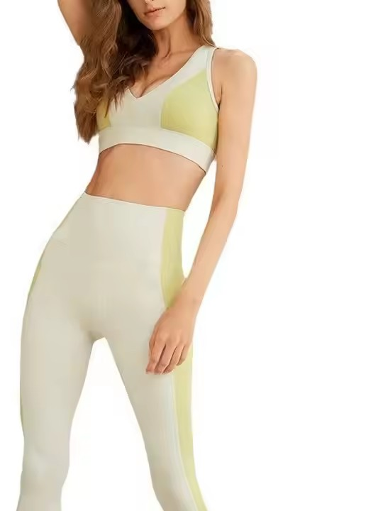 Contrast Detail Seamless Yoga & Barre Set for Women