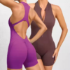 Zipper Front Sleeveless Yoga & Barre Jumpsuit for Women