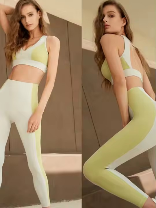 Contrast Detail Seamless Yoga & Barre Set for Women