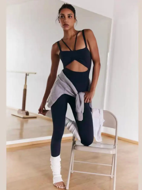 Full-Length V-Neck Yoga & Barre Jumpsuit for Women