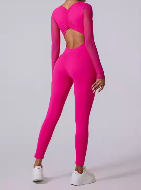 c8bm4kx9.png Fashion Elastic Yoga Jumpsuit with Chiffon Sleeves