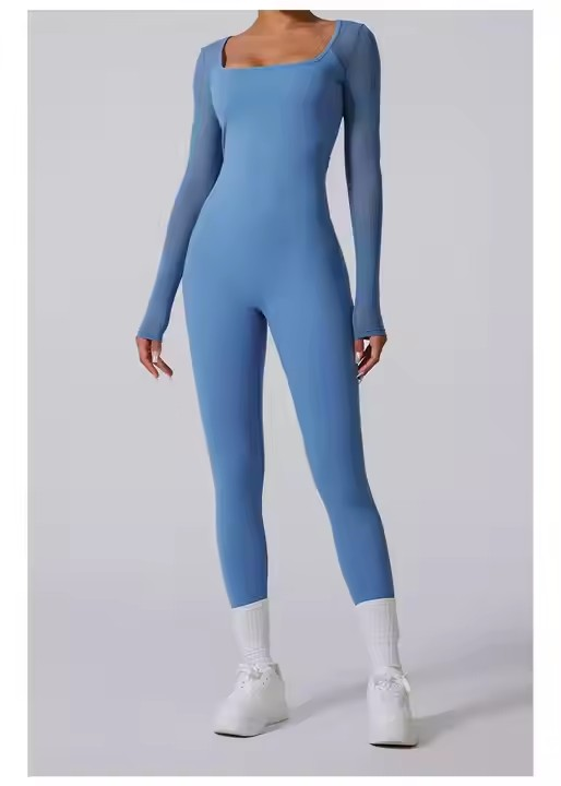 ldlhjjyu.png Fashion Elastic Yoga Jumpsuit with Chiffon Sleeves